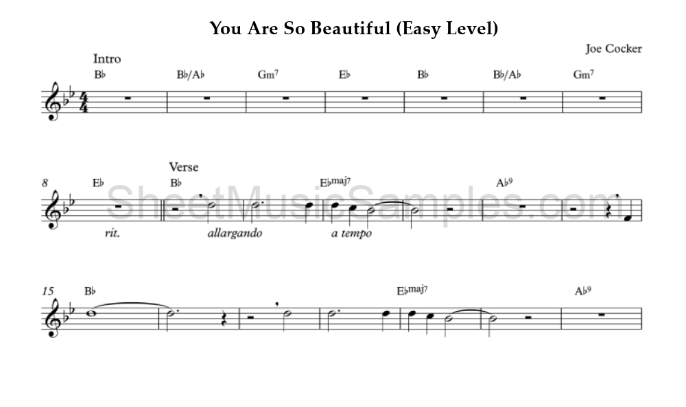 You Are So Beautiful (Easy Level)