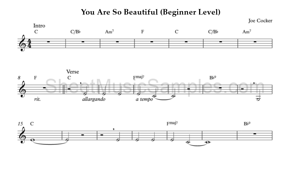 You Are So Beautiful (Beginner Level)