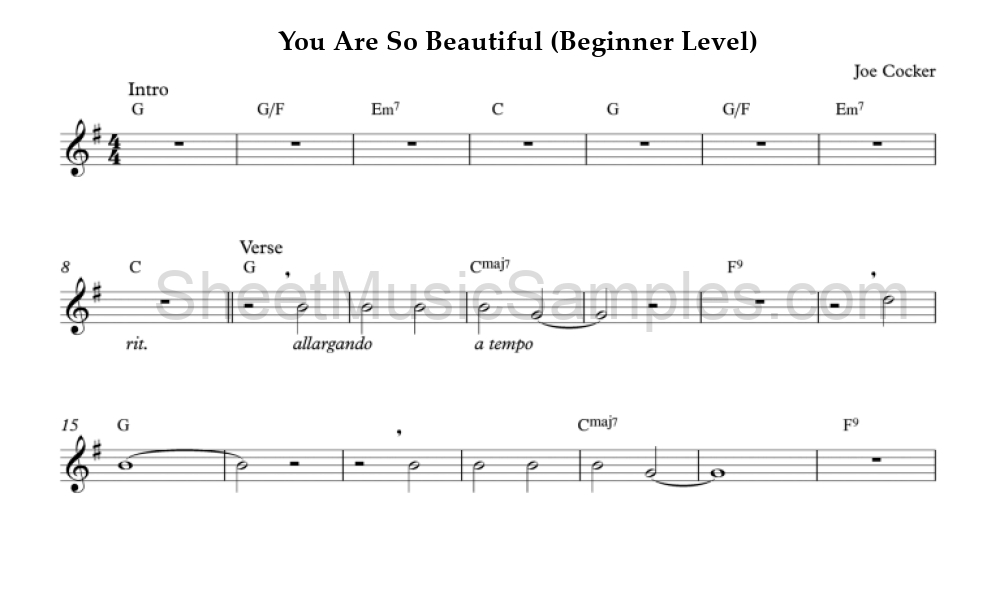 You Are So Beautiful (Beginner Level)