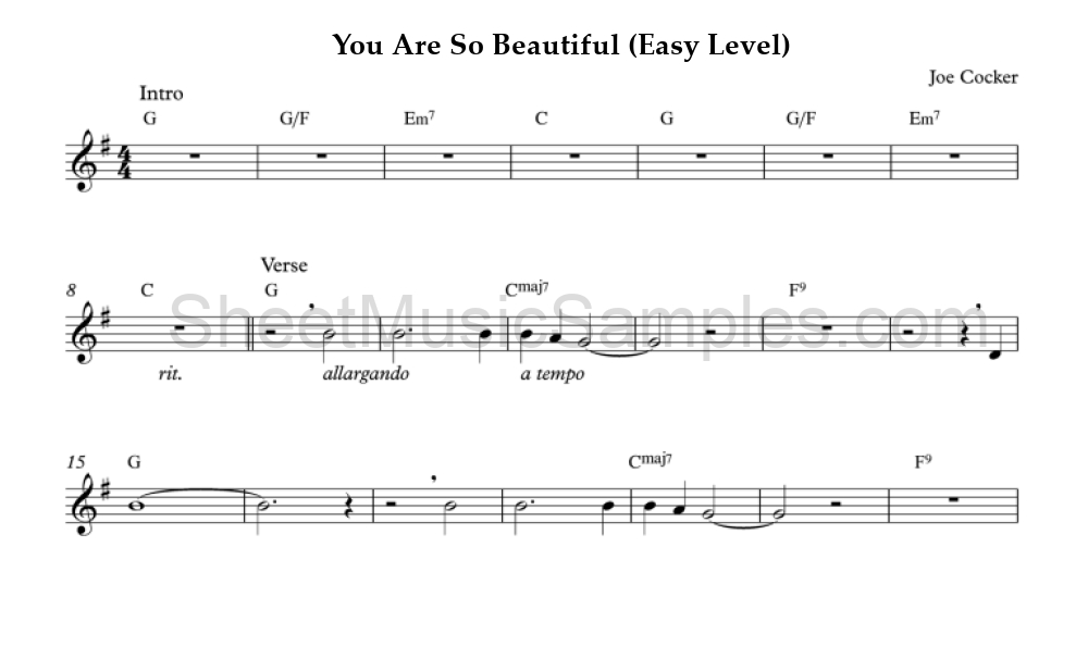 You Are So Beautiful (Easy Level)