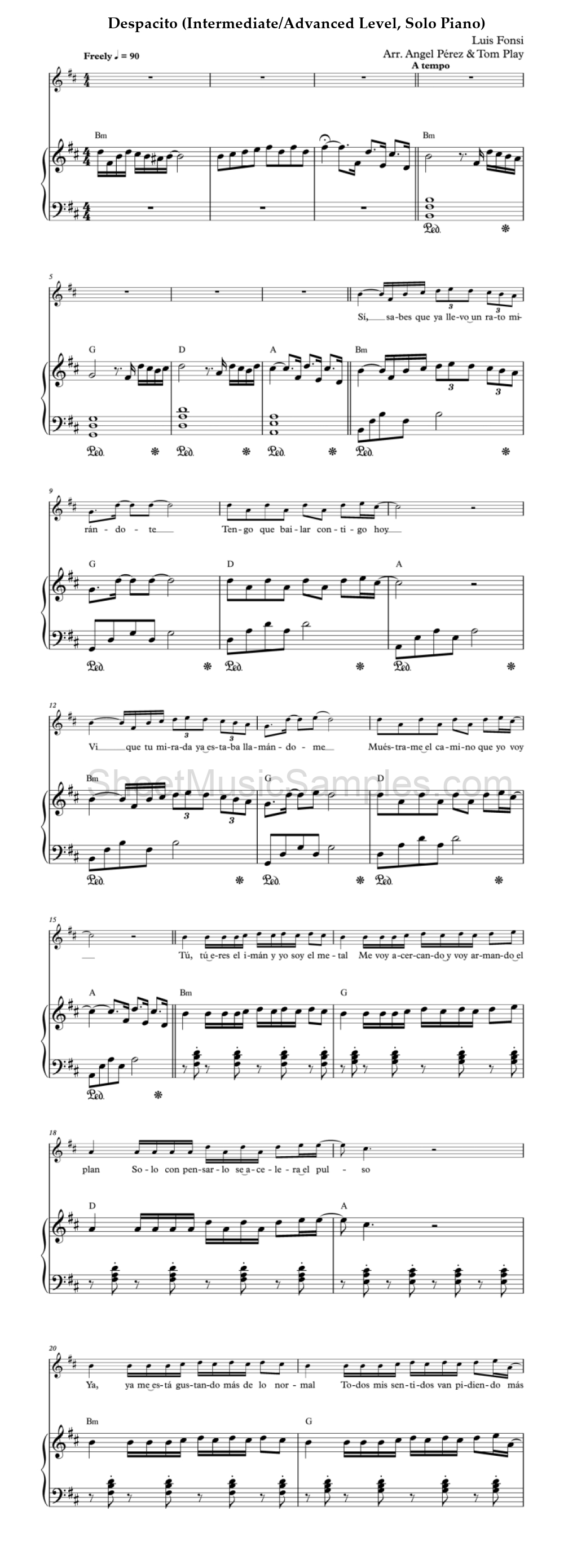 Despacito (Intermediate/Advanced Level, Solo Piano)