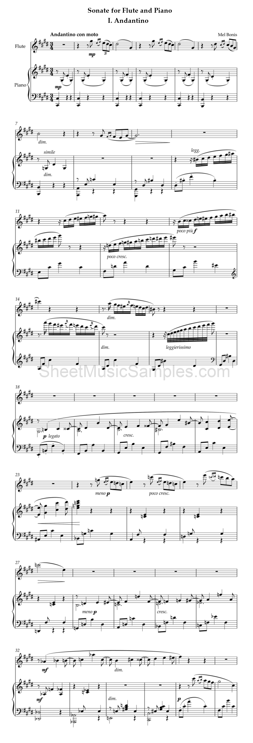 Sonate for Flute and Piano - I. Andantino