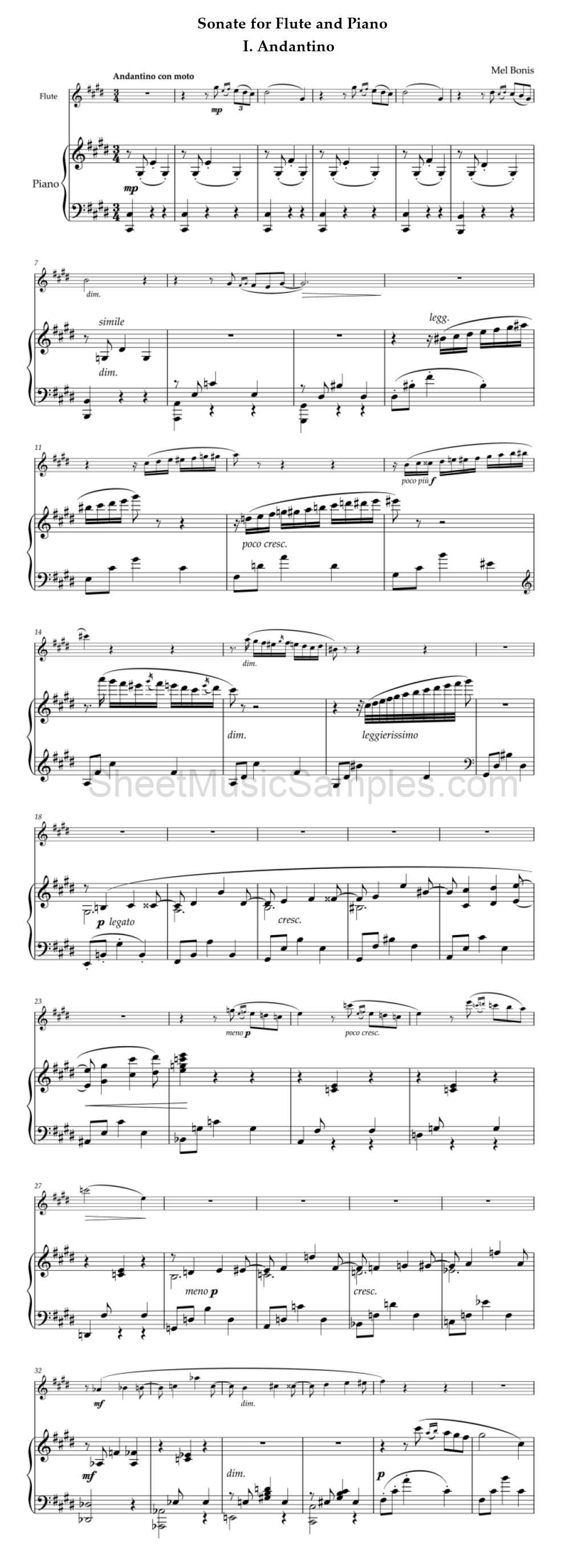 Sonate for Flute and Piano - I. Andantino