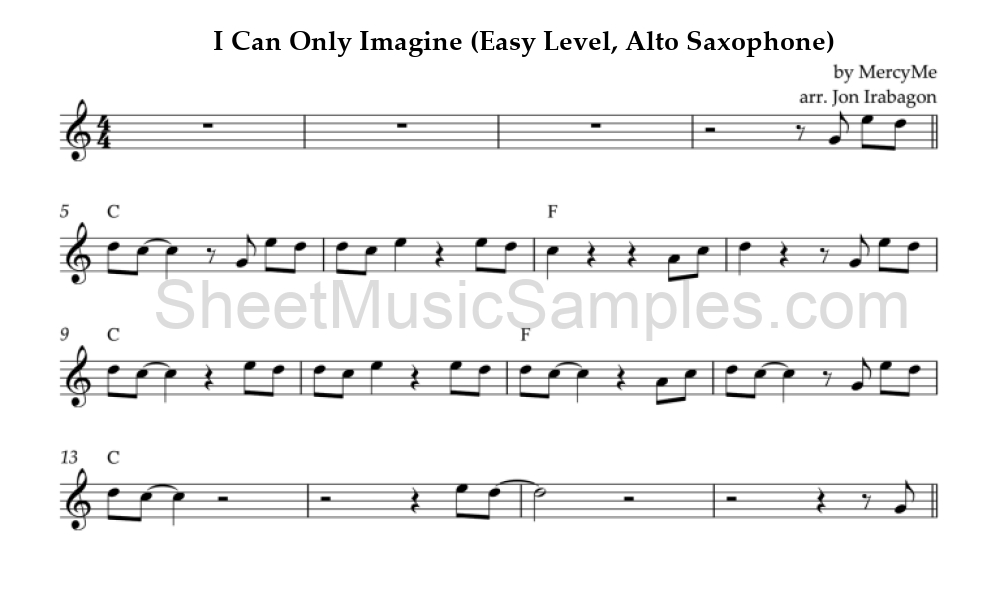 I Can Only Imagine (Easy Level, Alto Saxophone)