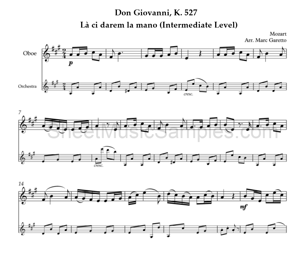 Don Giovanni, K. 527 - Là ci darem la mano (Intermediate Level)