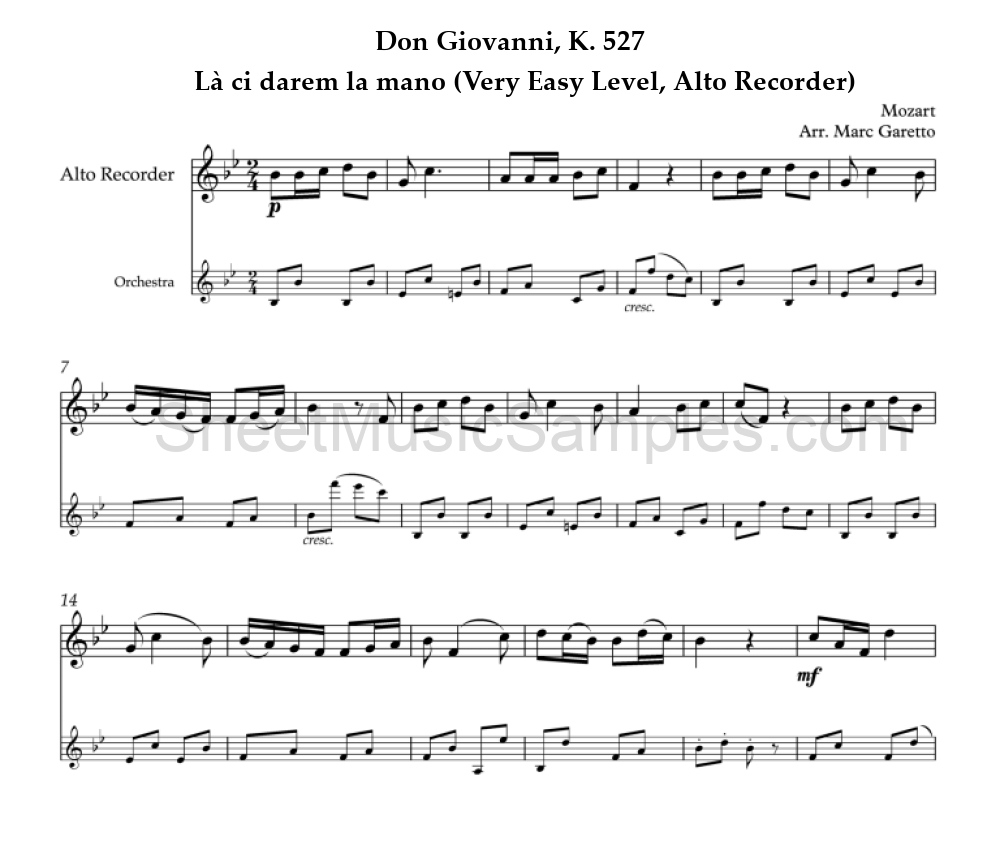 Don Giovanni, K. 527 - Là ci darem la mano (Very Easy Level, Alto Recorder)