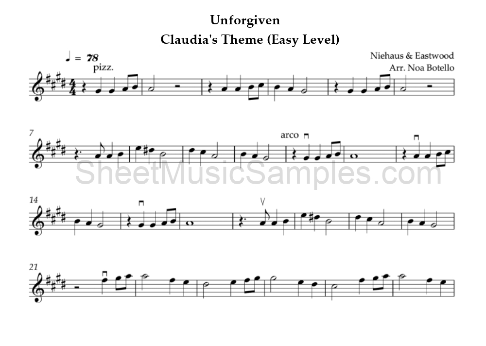 Unforgiven - Claudia's Theme (Easy Level)