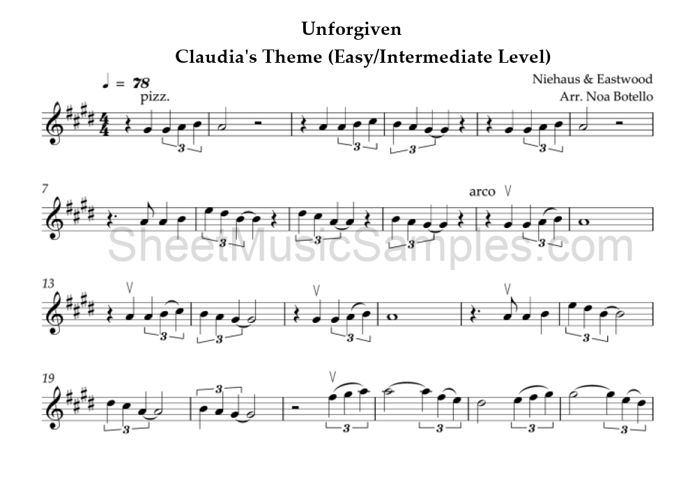 Unforgiven - Claudia's Theme (Easy/Intermediate Level)