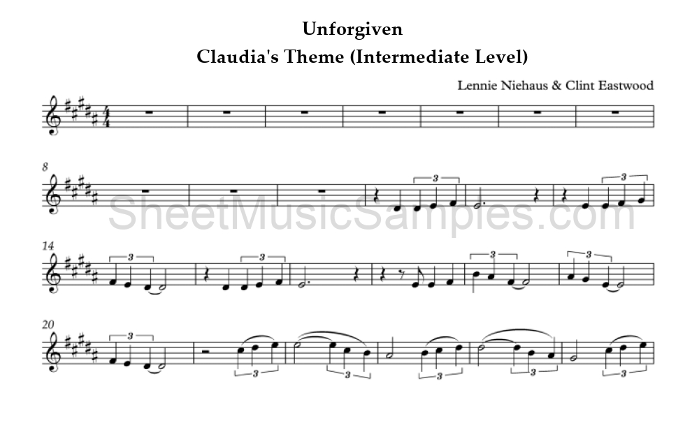 Unforgiven - Claudia's Theme (Intermediate Level)