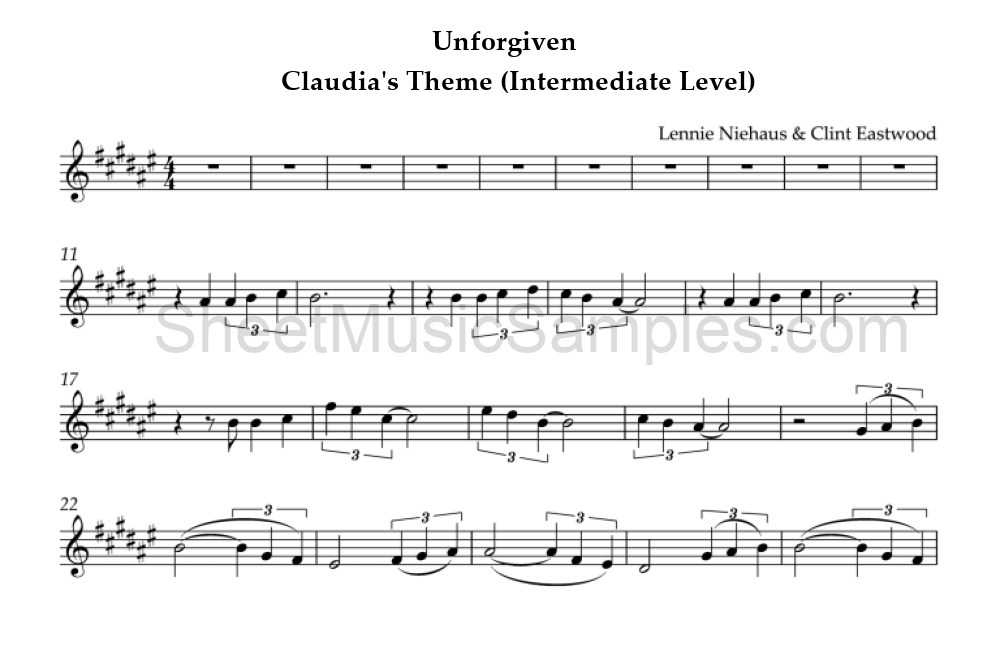 Unforgiven - Claudia's Theme (Intermediate Level)