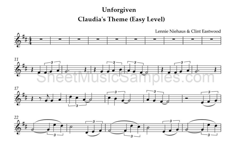 Unforgiven - Claudia's Theme (Easy Level)