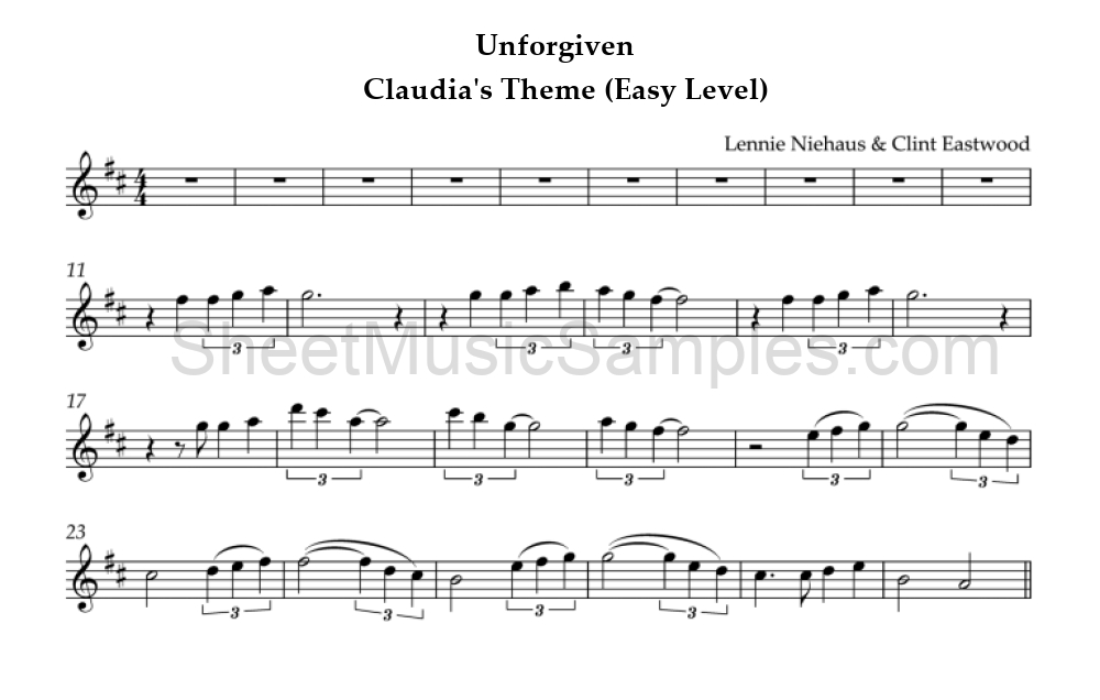 Unforgiven - Claudia's Theme (Easy Level)