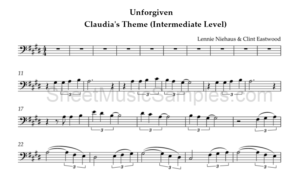 Unforgiven - Claudia's Theme (Intermediate Level)