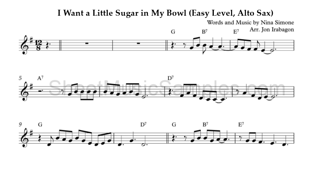 I Want a Little Sugar in My Bowl (Easy Level, Alto Sax)