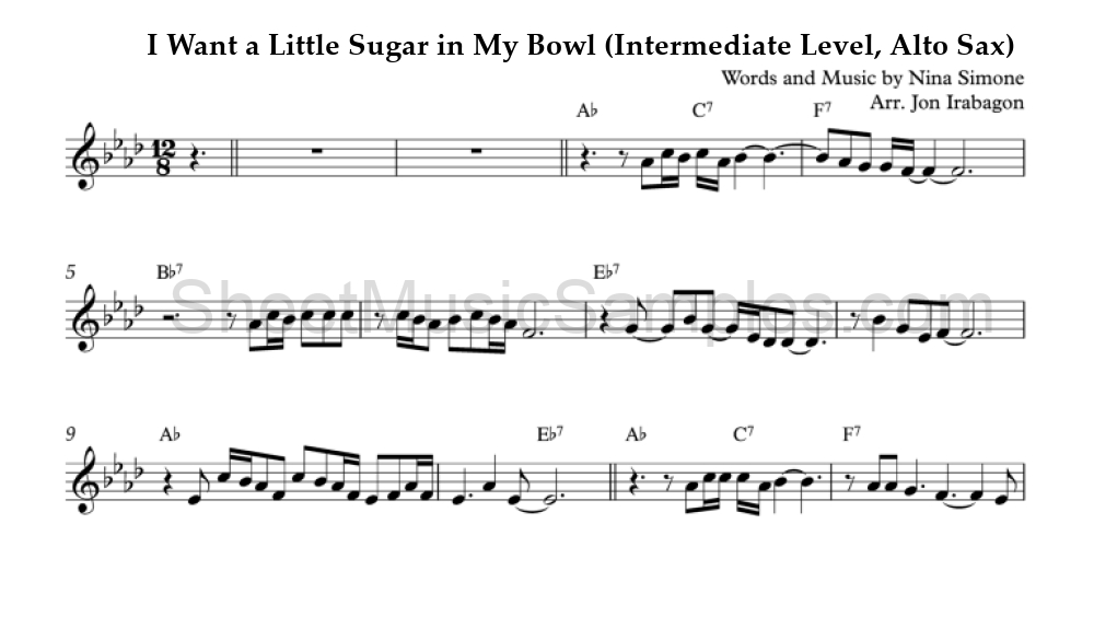 I Want a Little Sugar in My Bowl (Intermediate Level, Alto Sax)