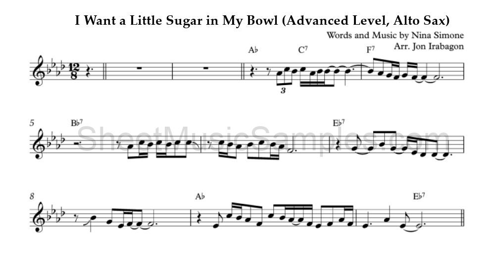 I Want a Little Sugar in My Bowl (Advanced Level, Alto Sax)