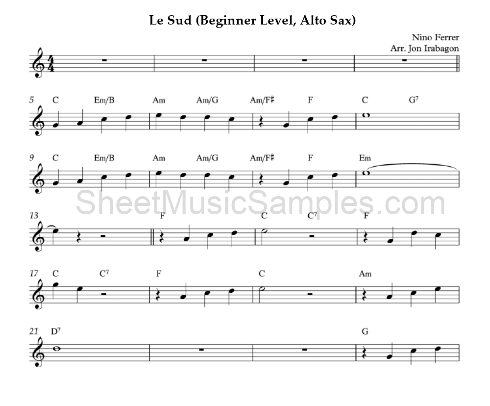 Le Sud (Beginner Level, Alto Sax)