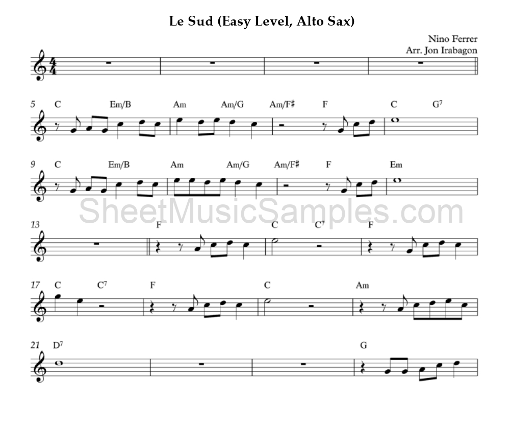 Le Sud (Easy Level, Alto Sax)