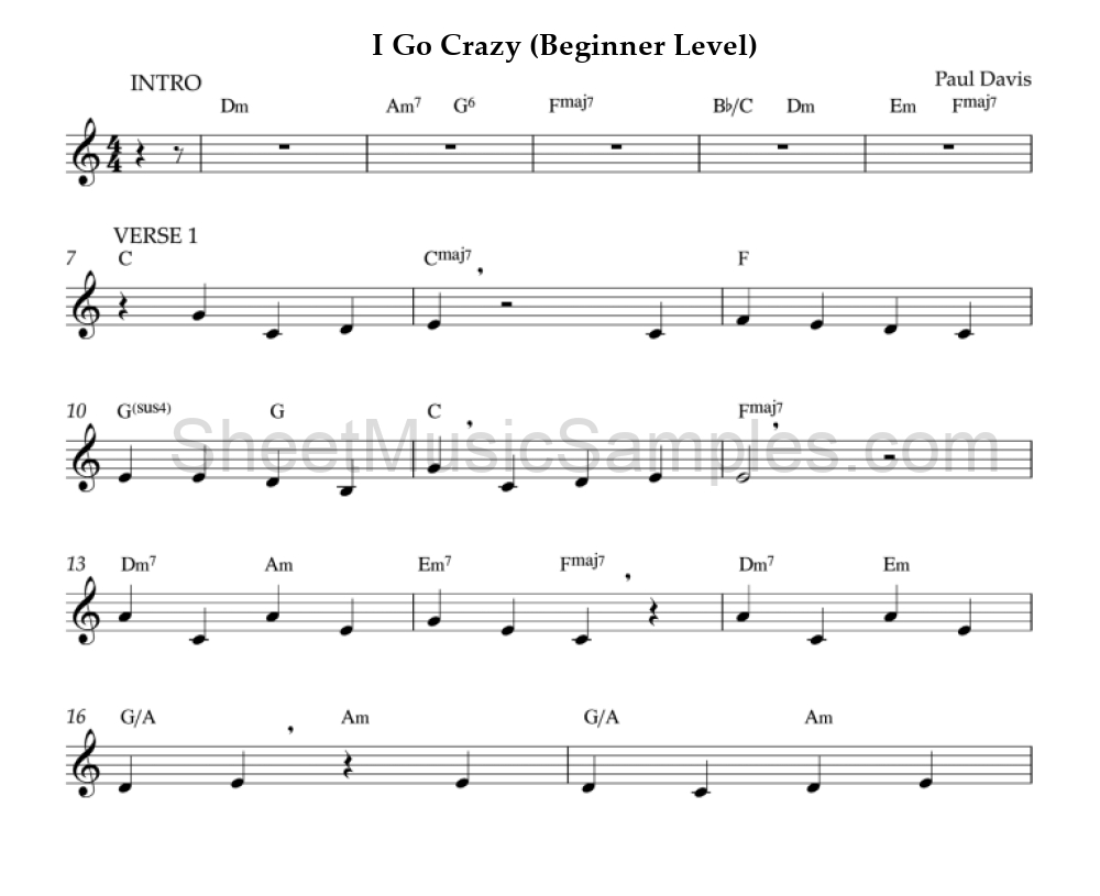 I Go Crazy (Beginner Level)