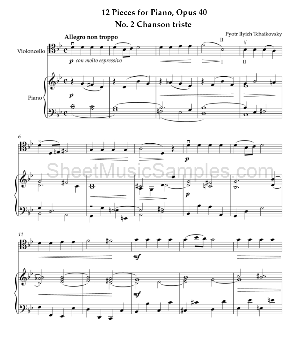 12 Pieces for Piano, Opus 40 - No. 2 Chanson triste