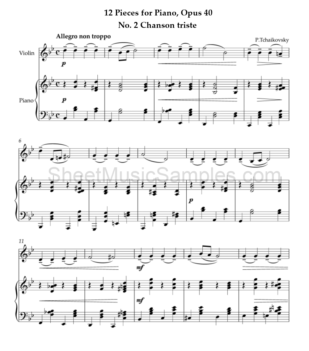 12 Pieces for Piano, Opus 40 - No. 2 Chanson triste