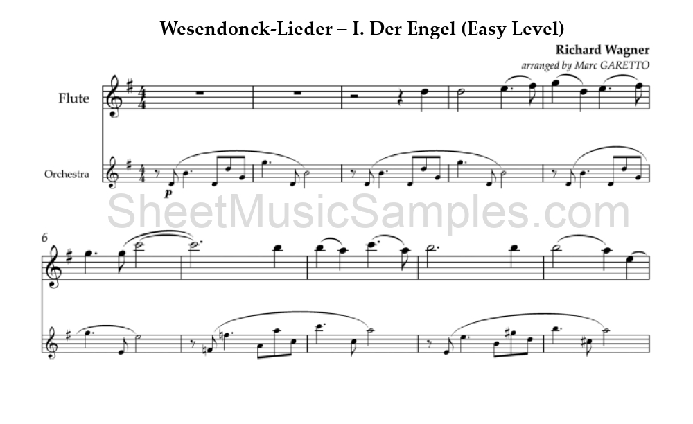 Wesendonck-Lieder – I. Der Engel (Easy Level)