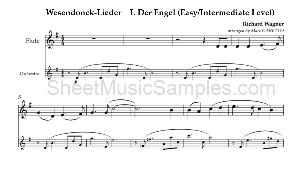 Wesendonck-Lieder – I. Der Engel (Easy/Intermediate Level)