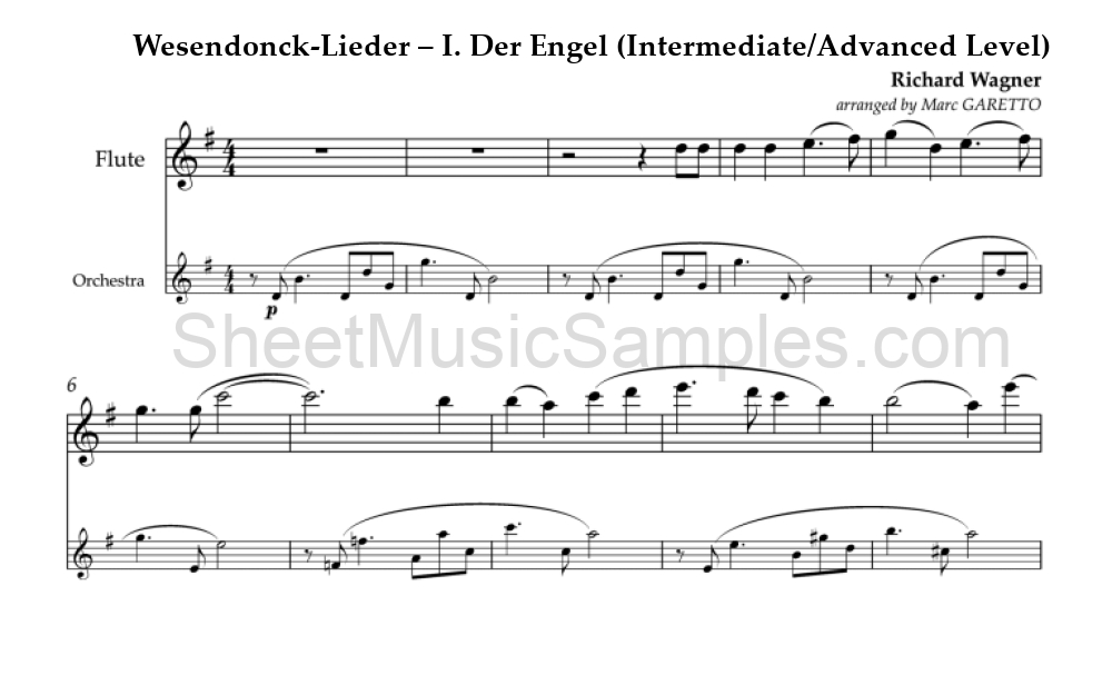 Wesendonck-Lieder – I. Der Engel (Intermediate/Advanced Level)