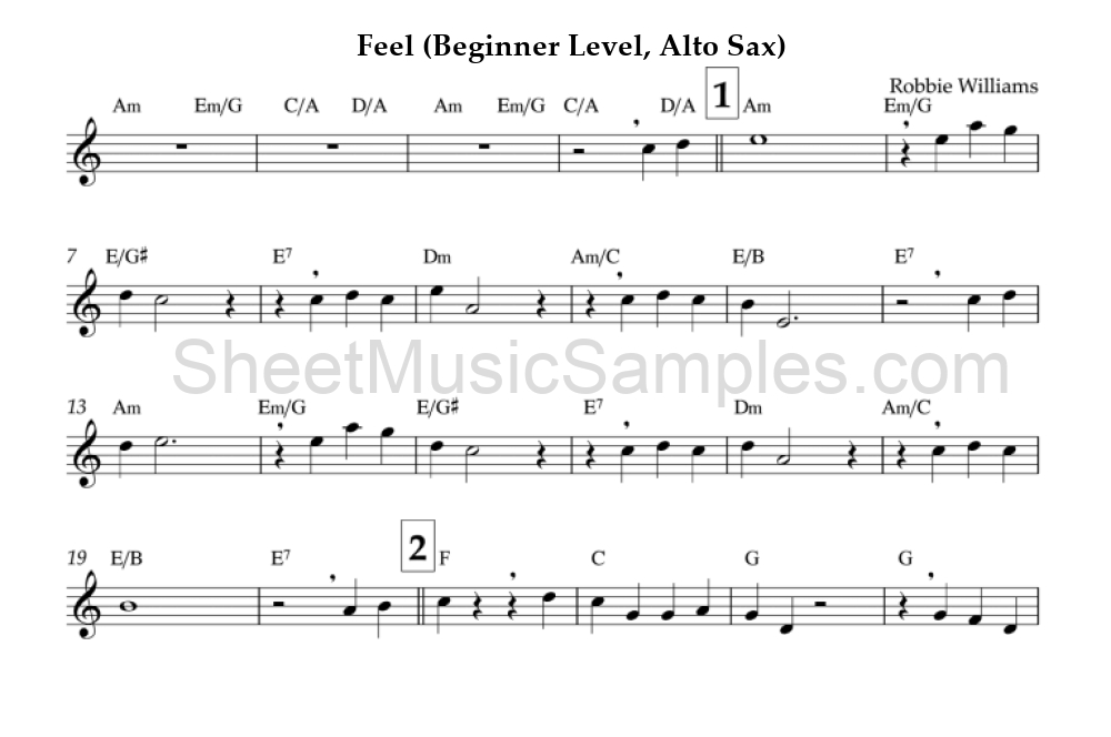 Feel (Beginner Level, Alto Sax)