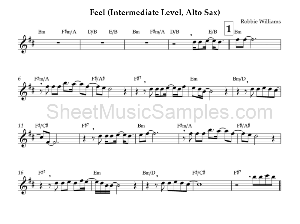 Feel (Intermediate Level, Alto Sax)