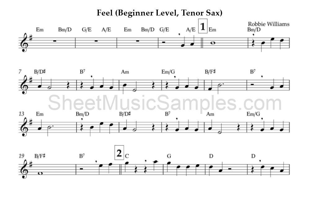 Feel (Beginner Level, Tenor Sax)