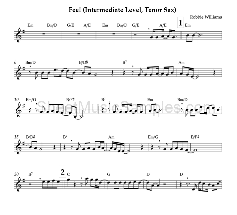 Feel (Intermediate Level, Tenor Sax)