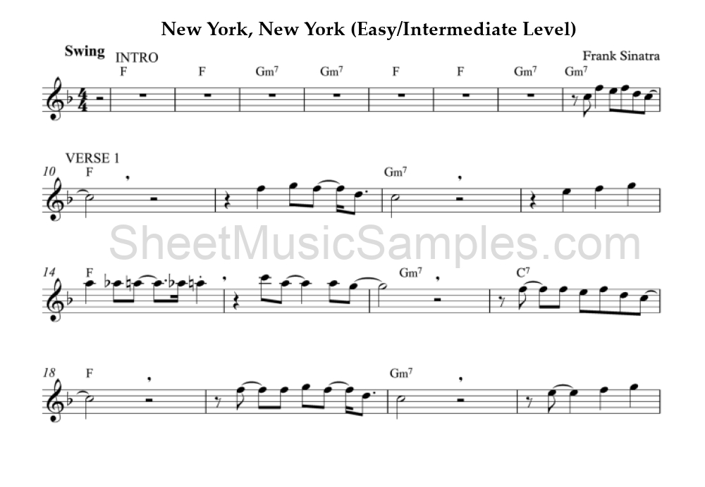 New York, New York (Easy/Intermediate Level)