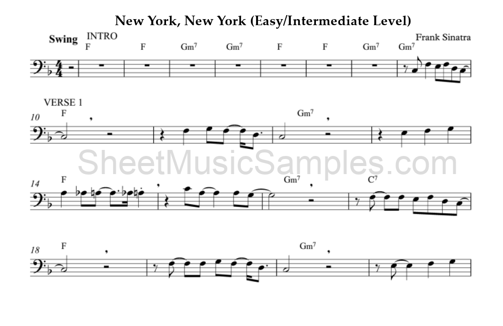 New York, New York (Easy/Intermediate Level)