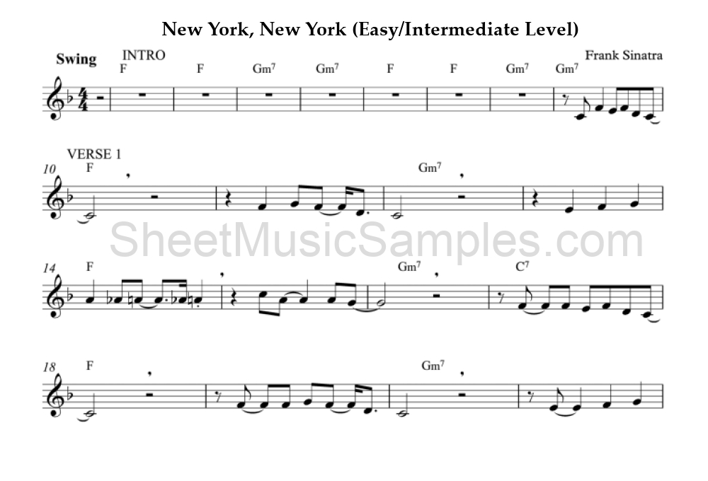 New York, New York (Easy/Intermediate Level)