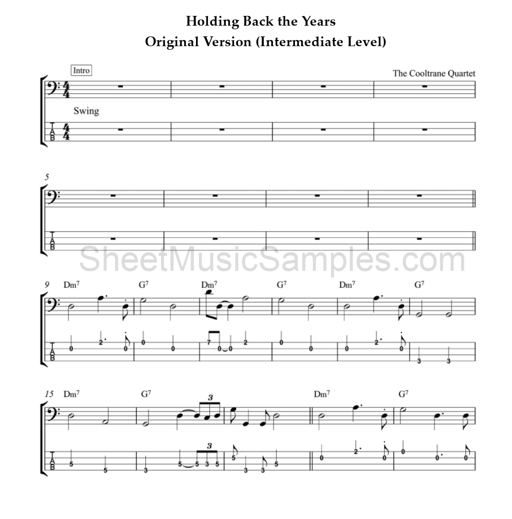 Holding Back the Years - Original Version (Intermediate Level)