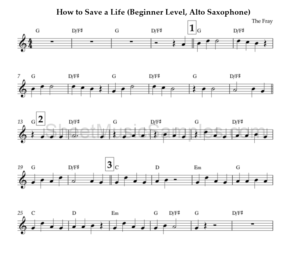 How to Save a Life (Beginner Level, Alto Saxophone)