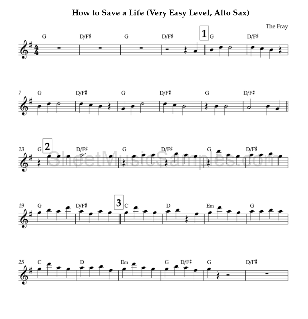 How to Save a Life (Very Easy Level, Alto Sax)