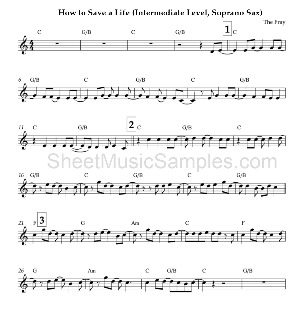 How to Save a Life (Intermediate Level, Soprano Sax)