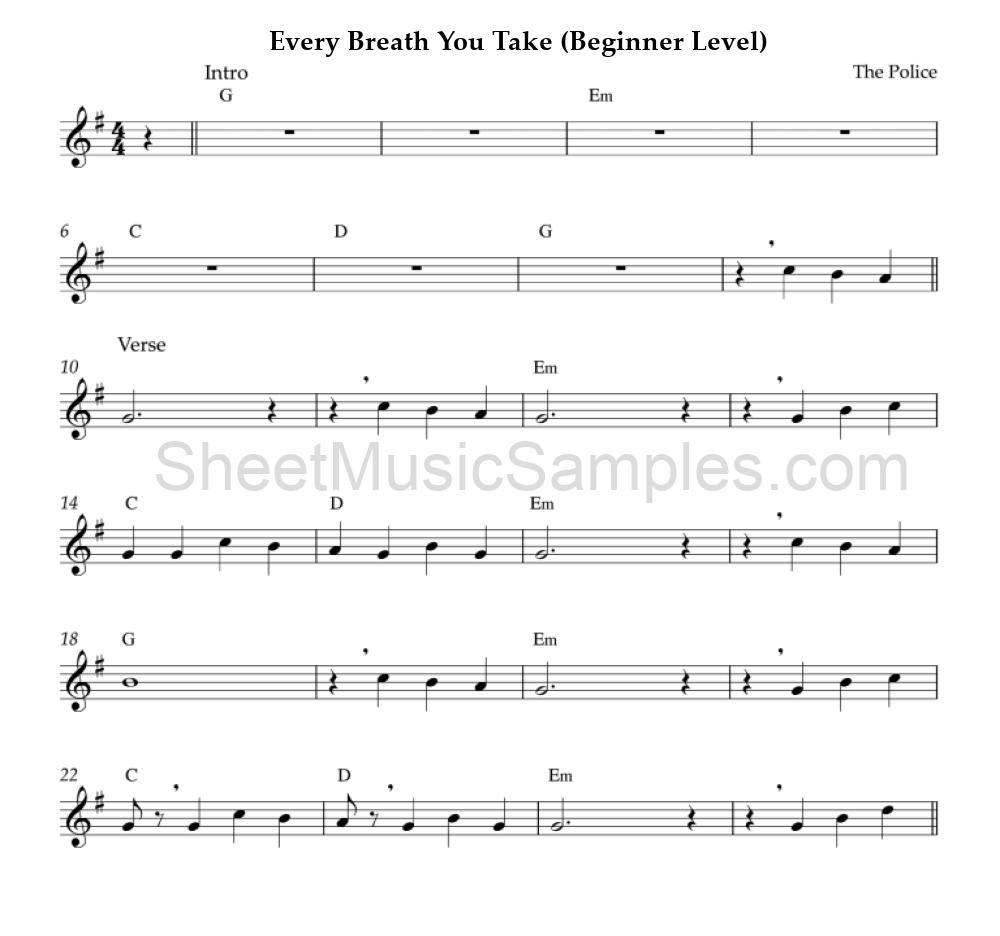 Every Breath You Take (Beginner Level)