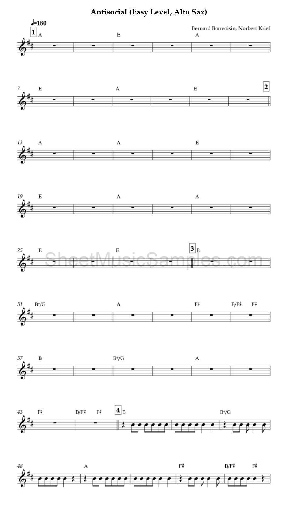 Antisocial (Easy Level, Alto Sax)