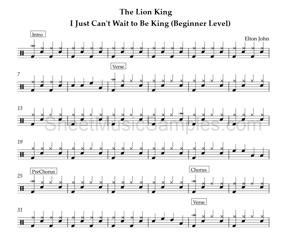 The Lion King - I Just Can't Wait to Be King (Beginner Level)