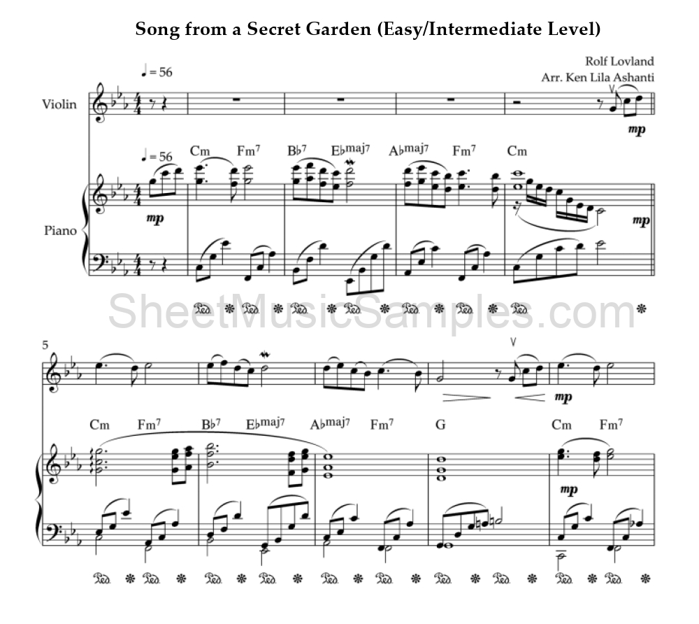 Song from a Secret Garden (Easy/Intermediate Level)