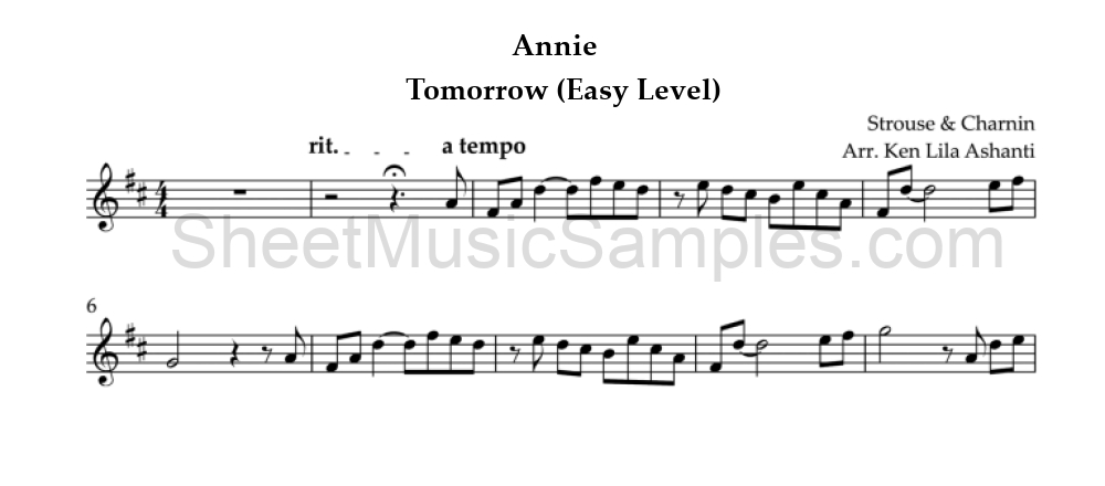 Annie - Tomorrow (Easy Level)