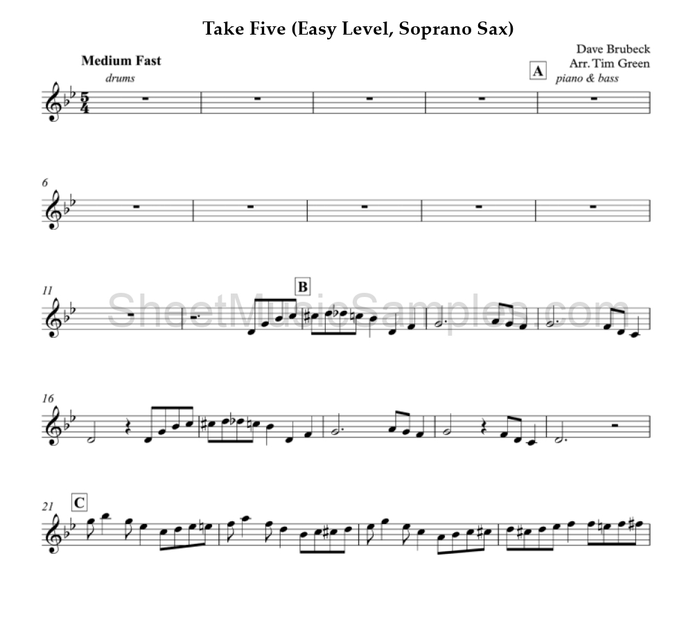 Take Five (Easy Level, Soprano Sax)