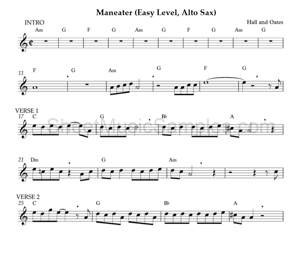 Maneater (Easy Level, Alto Sax)