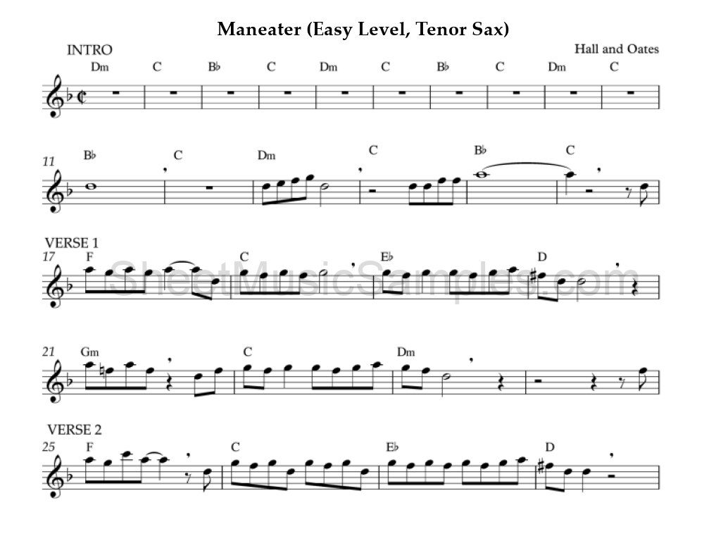 Maneater (Easy Level, Tenor Sax)