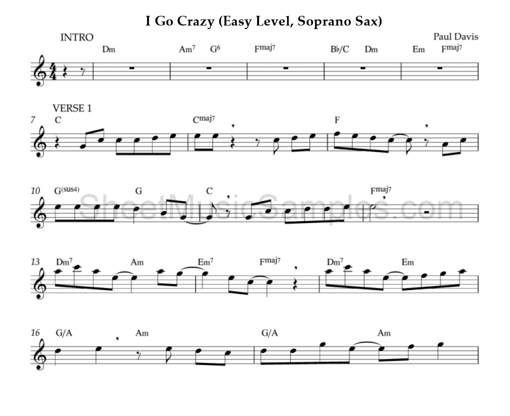 I Go Crazy (Easy Level, Soprano Sax)