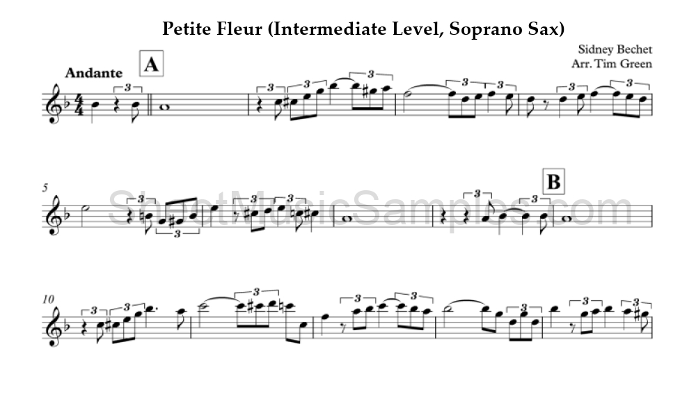 Petite Fleur (Intermediate Level, Soprano Sax)