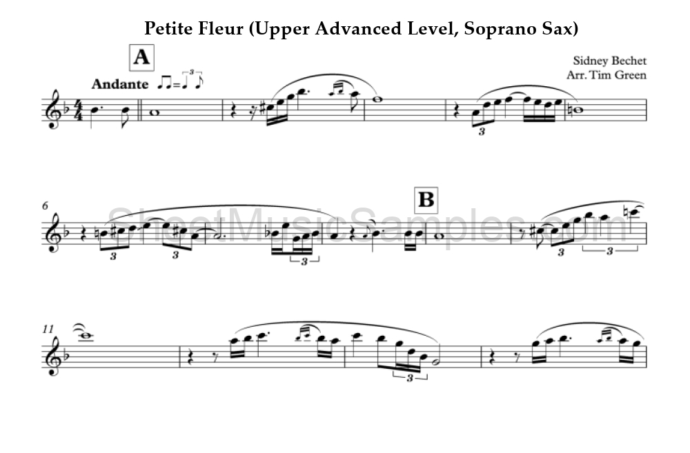 Petite Fleur (Upper Advanced Level, Soprano Sax)